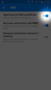 Rimuovere sms facebook messenger passo3 APPLICAZIONE SMS PREDEFINITA